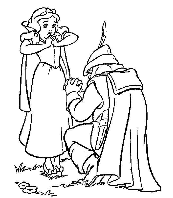 coloriage blanche neige et le chasseur